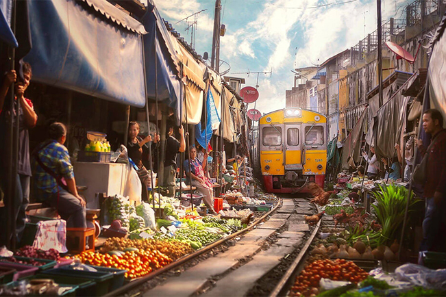 viajes tailandia bangkok mercado tren